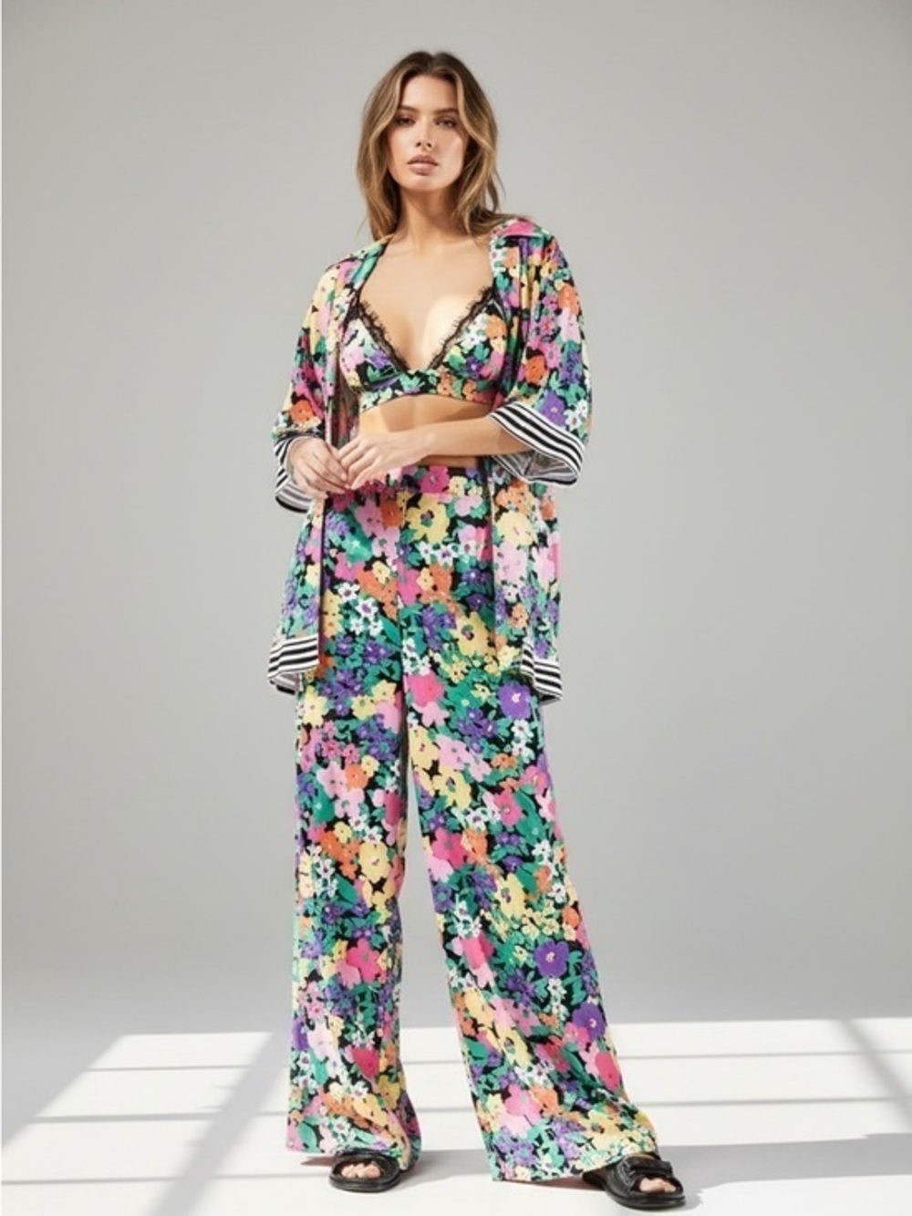 Floral Wide-Leg Pajama PANT ONLY  - Multicolor